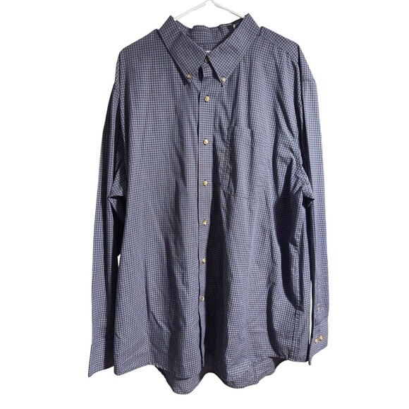 Wrangler RIATA Mens XXL Burgundy Navy White Checkered Pattern Plaid Button Up - Picture 1 of 8